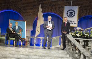 Eva Åkesson, Peter Wallensteen och Ban Ki-Moon, Dag Hammarskjöldföreläsningen 2016.
